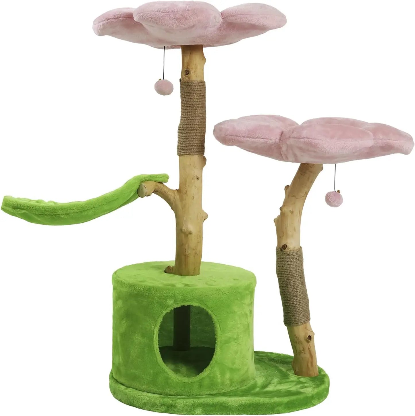 Wood Floral Cat Tree Wooden Tower Modern Cat House Furniture Gift Luxury Condo Flower Cat Tree Cherry Blossom