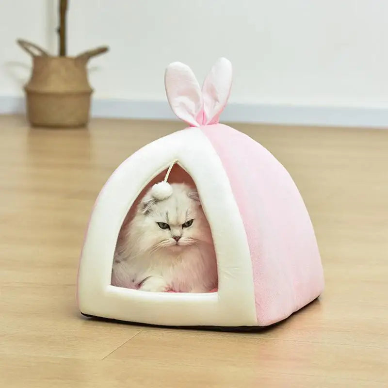 Rabbit Ear Plush Dog Cat Pet Bed House Nest Warm Super Soft Pet Basket Puppy Cushion Mat Cat Pets Supplies