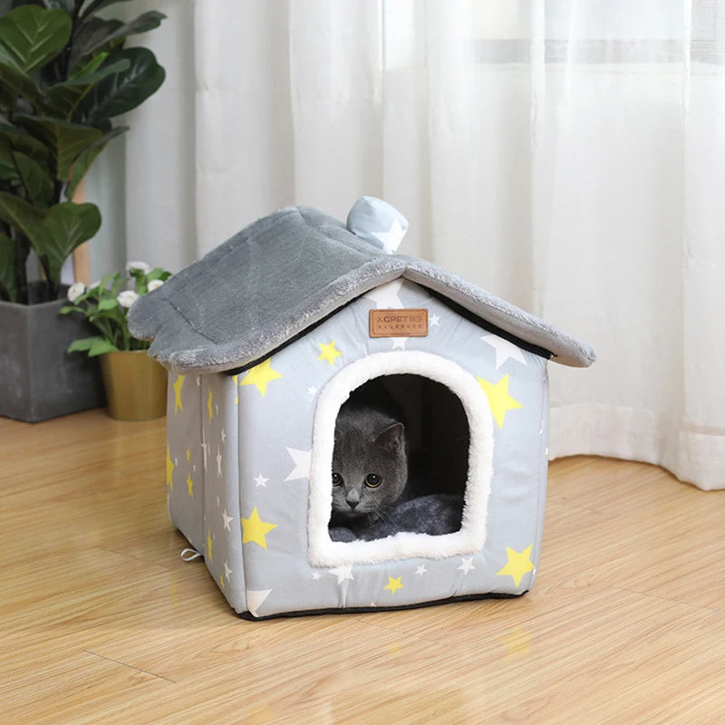 Cozy Haven for Your Furry Friends: Foldable Winter Warm Dog House Bed, Washable Kennel & Nest for Small to Medium Dogs, Cats, and Puppies - Ultimate Pet Cave Sofa!