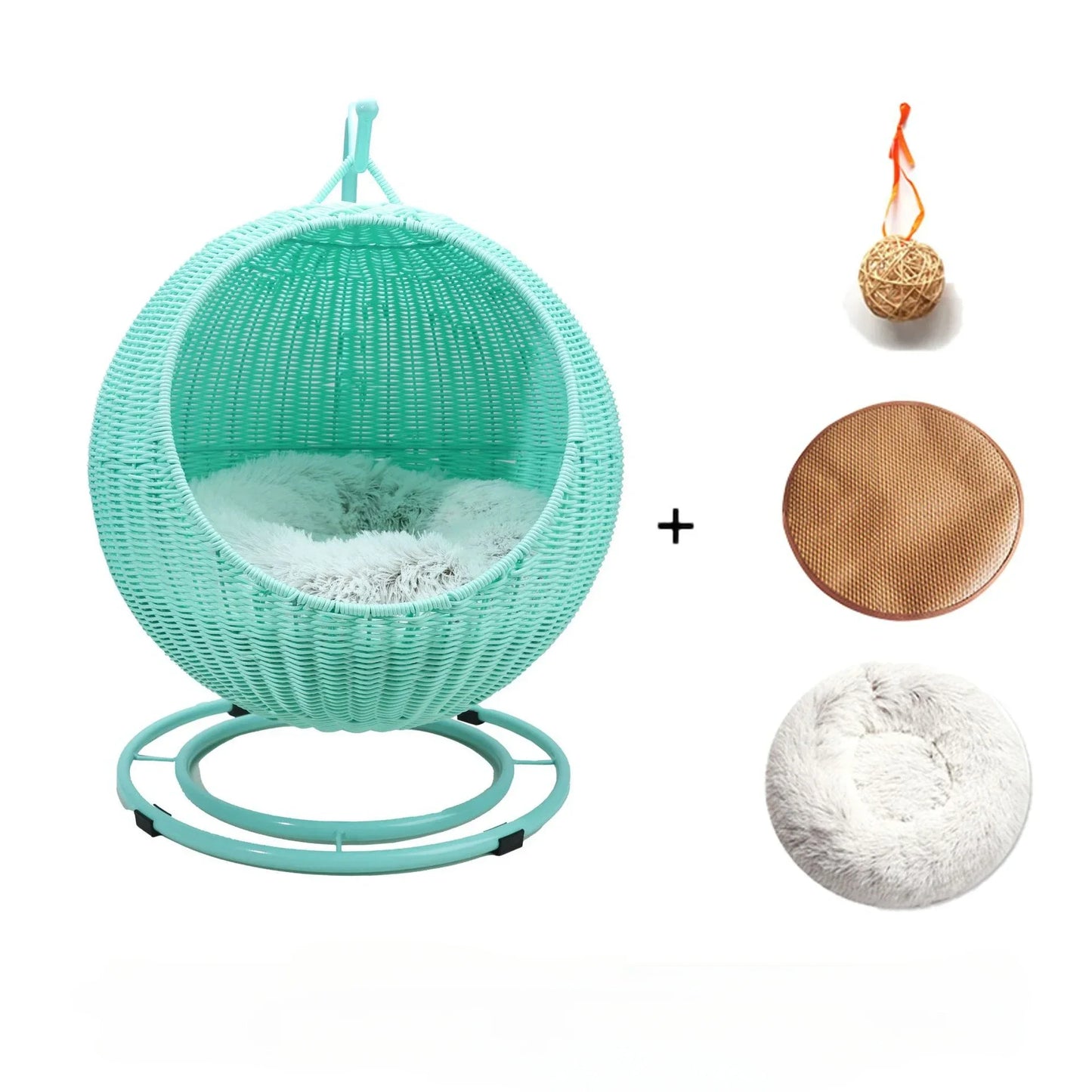 Rattan Cat Nest and Cat Cage Washable Cat Hanging Basket Universal Dog Sleeping Basket for All Seasons Breathable Pet Bed