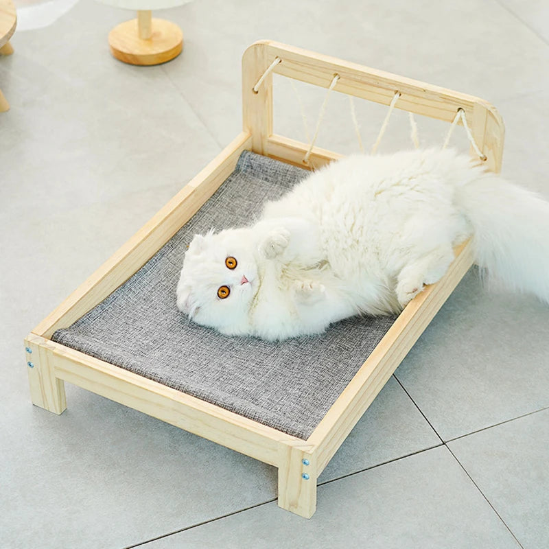 Solid Wood Pets Cats Bed Princess Beds Four Seasons Detachable Rabbit Dog Kitten Deeping Sleep Mat Pets Cat House Dog Sofa Bed