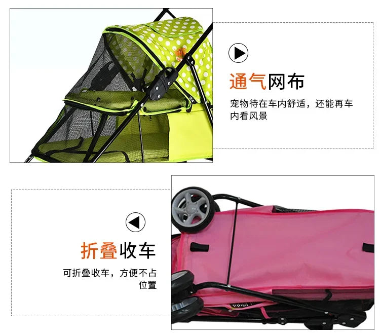 2024 New Pet Out Trolley Large Dog Trolley Foldable Four-wheel Reversible Cat and Dog Large Trolley