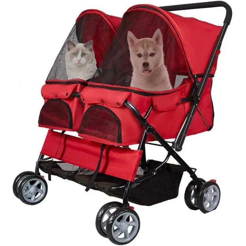 Pet Strollers 4-Wheel Dog Cart/Wheelchair, Animal Exercise Wheels Pet/Doggie Wheelchairs with Disabled Hind Legs Pet Strollers