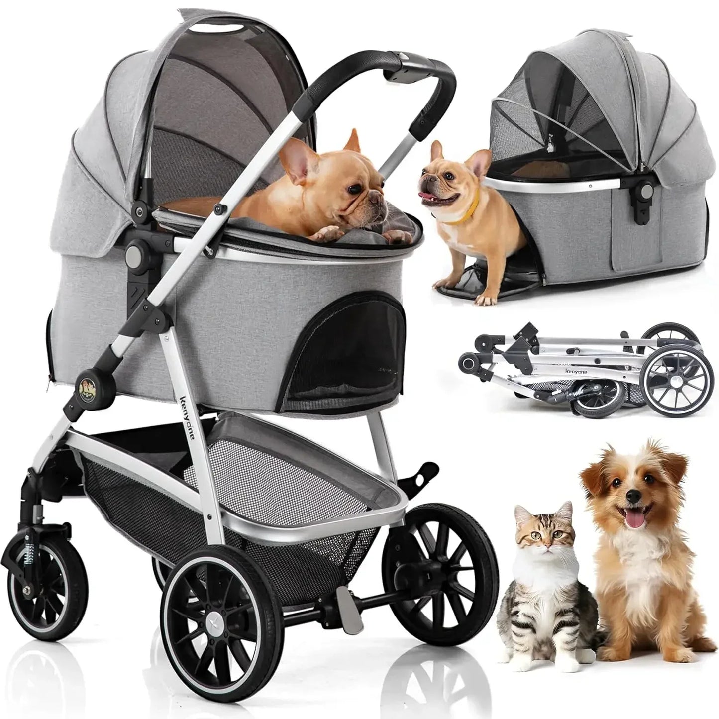 Pet Stroller 3 in 1 Dog Stroller for Medium Small Size Dogs Large Cat Stroller for Puppies Doggies Kitties Bunnies