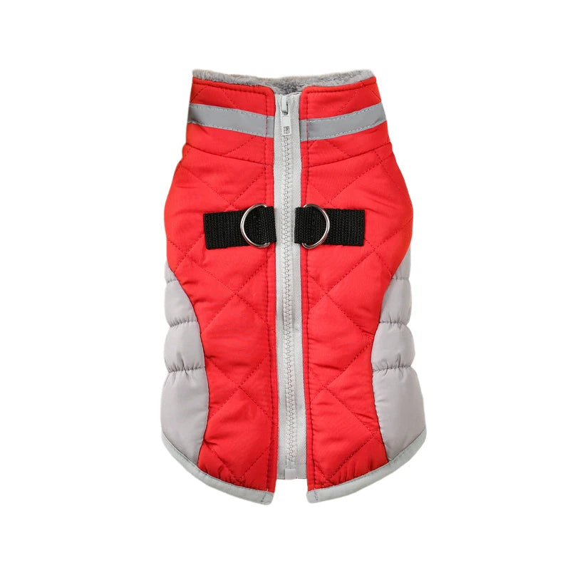 Reflective Dog Winter Jacket with Harness Cold Weather Clothes for Small Medium Dogs Turtleneck Thermal Fleece Lined Dog Coat