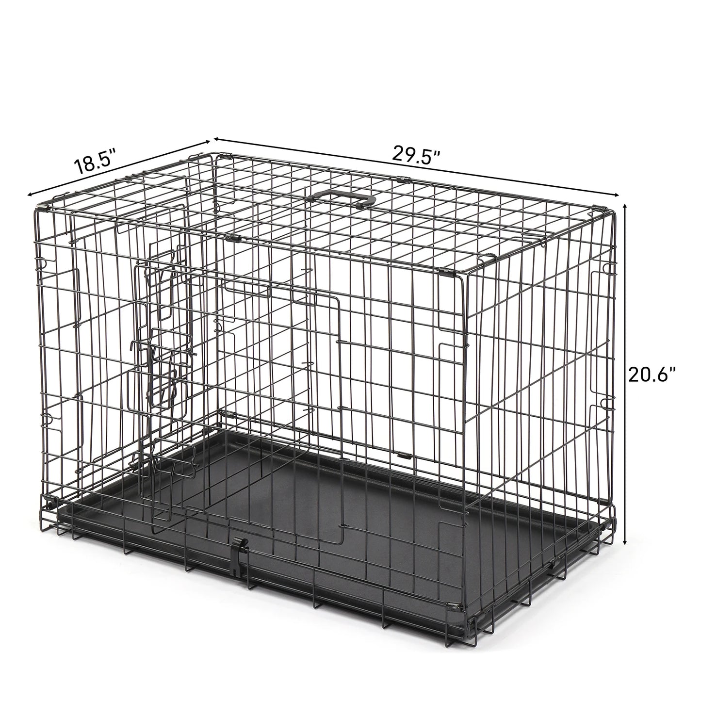 30 inch iron foldable plastic tray with divider, black cat and dog cage