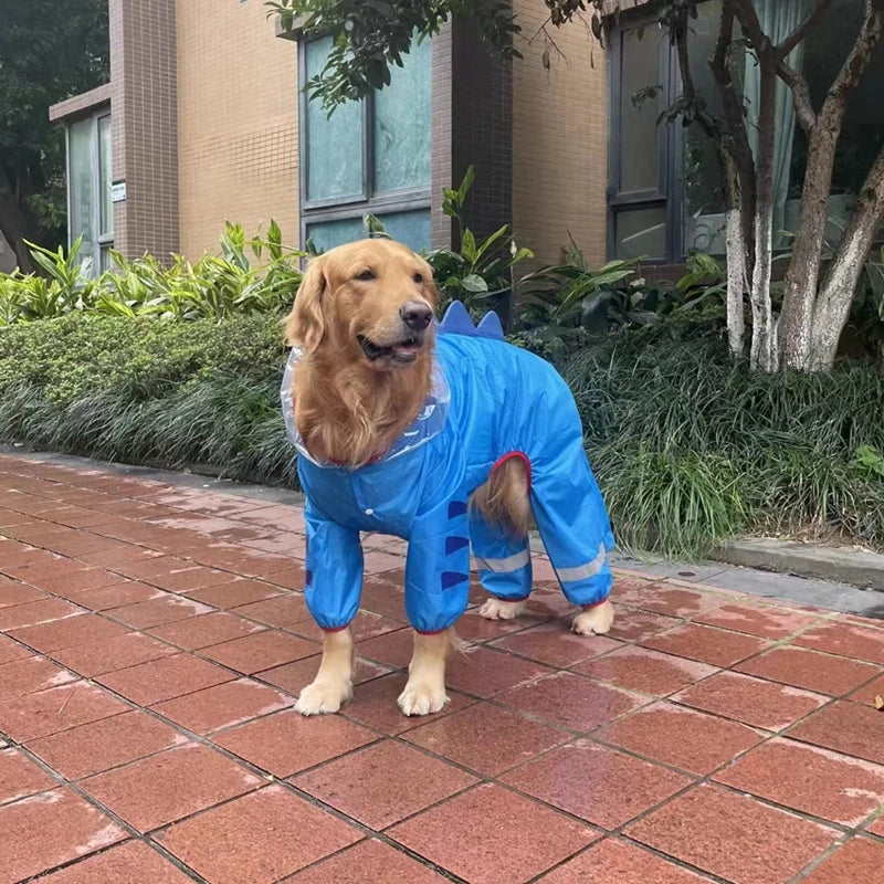 Pet Waterproof Rainwear ,Clothes Four Seasons Outdoor All-inclusive Reflective Dog Raincoat Schnauzer Golden Retriever Costumes