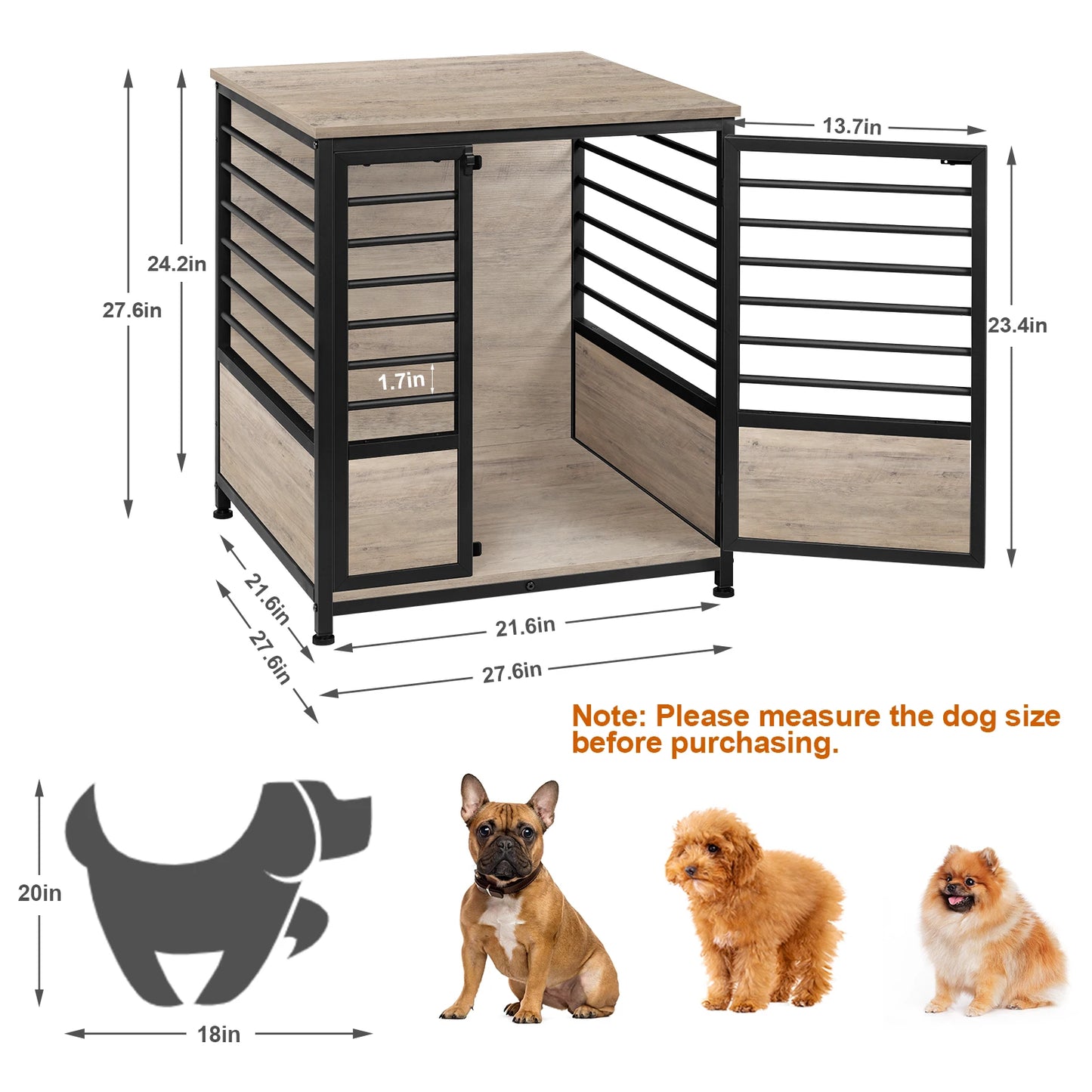 Small Heavy Duty Dog Cage Side End Table, Indoor Dog Kennel, Dog Crate Furniture