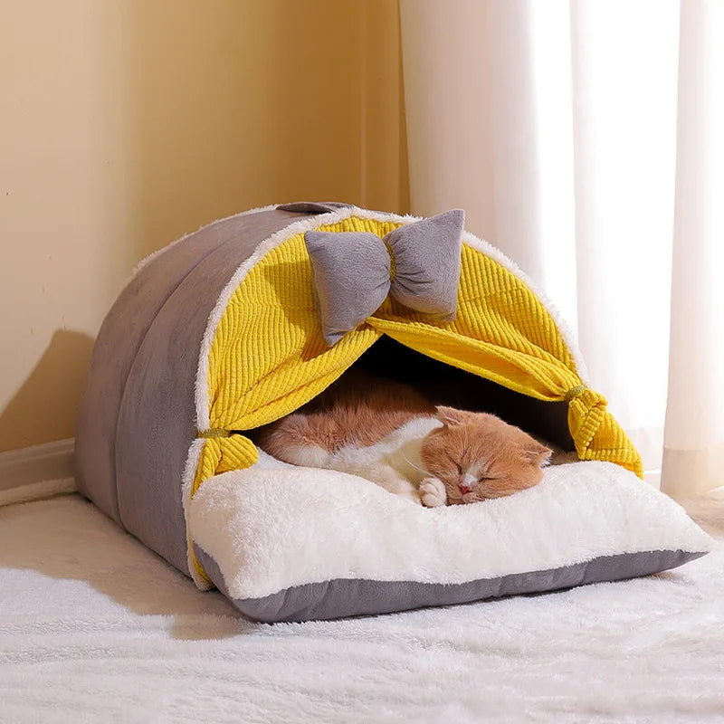 Soft and Cute Cat Nest Closed Warm Pet Nest Comfortable Cat/Dog Tent Suitable for Small Medium Sized Cats Accessories Supplies