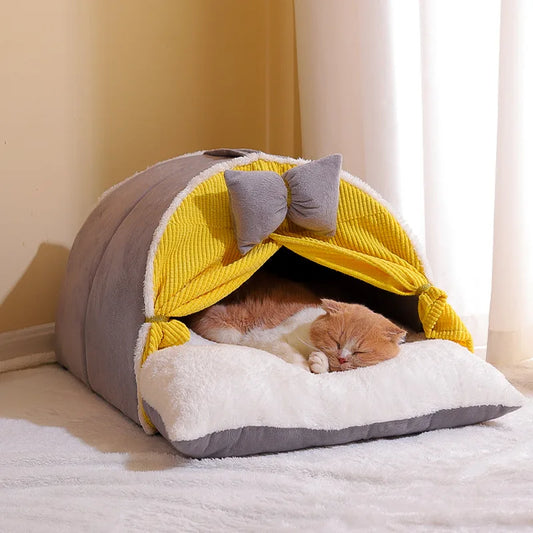 Soft and Cute Cat Nest Closed Warm Pet Nest Comfortable Cat/Dog Tent Suitable for Small Medium Sized Cats Accessories Supplies