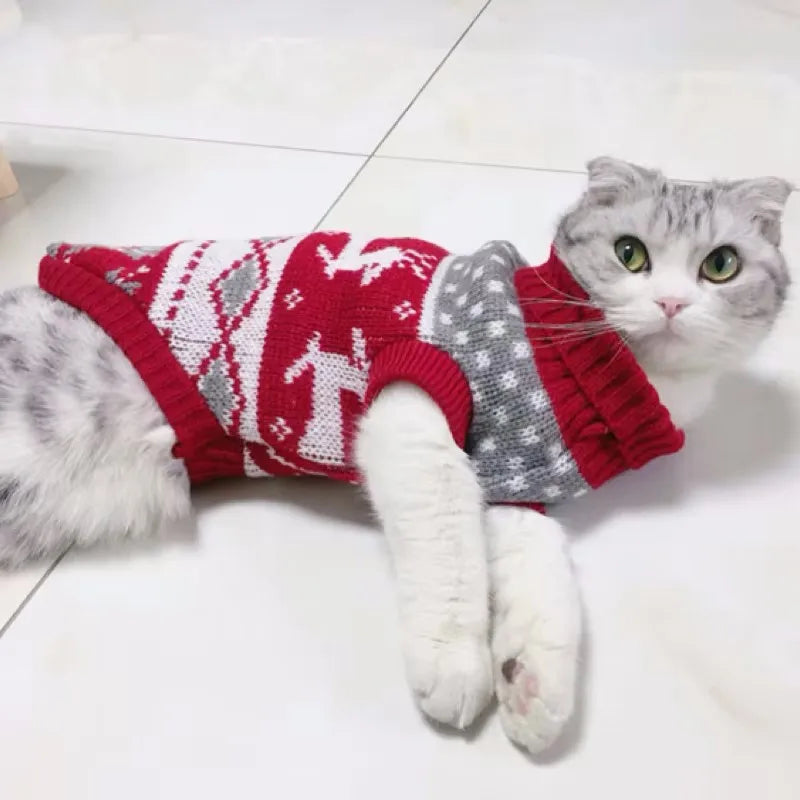 XS-XXL Christmas Pet Dog Sweaters Autumn Winter Warm Pet Cat Clothing for Small Large Dog Chihuahua Puppy Sweater Coat Outfit