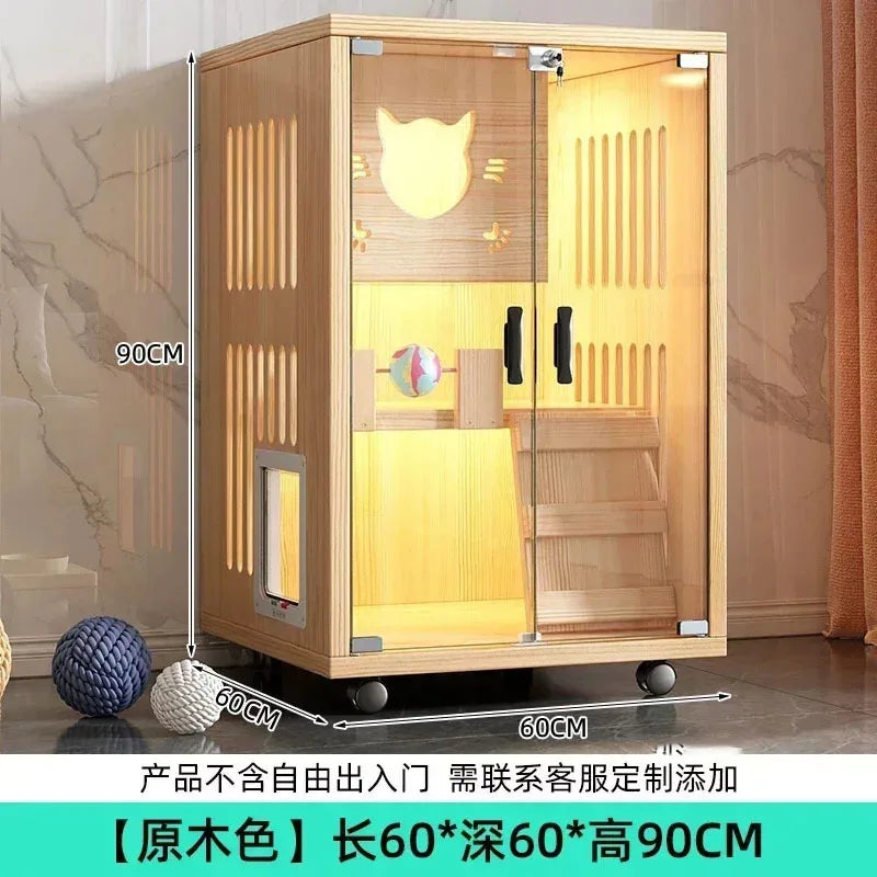 Solid Wood Cats Cage Villa Super Large Free Space Kitten House Indoor Cat Supplies Pet Nest Home Luxury Cat Cabinet Cage