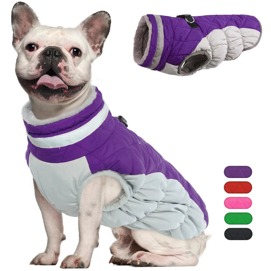 Reflective Dog Winter Jacket with Harness Cold Weather Clothes for Small Medium Dogs Turtleneck Thermal Fleece Lined Dog Coat