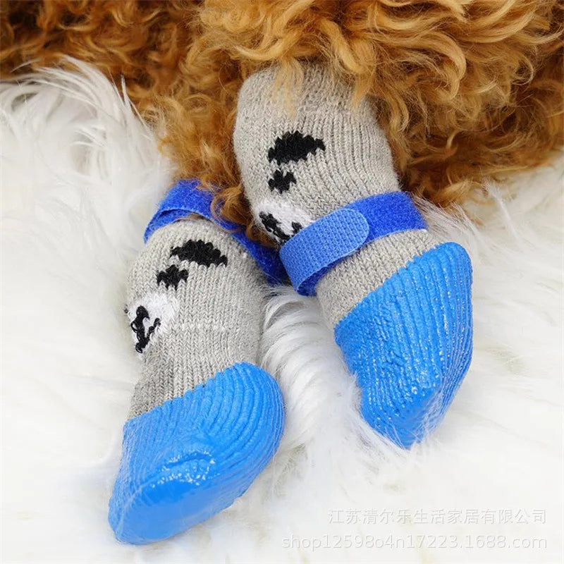 Winter Warm Pet Dog Shoes for Small Medium Dogs Rubber Cotton Socks Anti-Slip Pets Snow Boots Dog Accessories