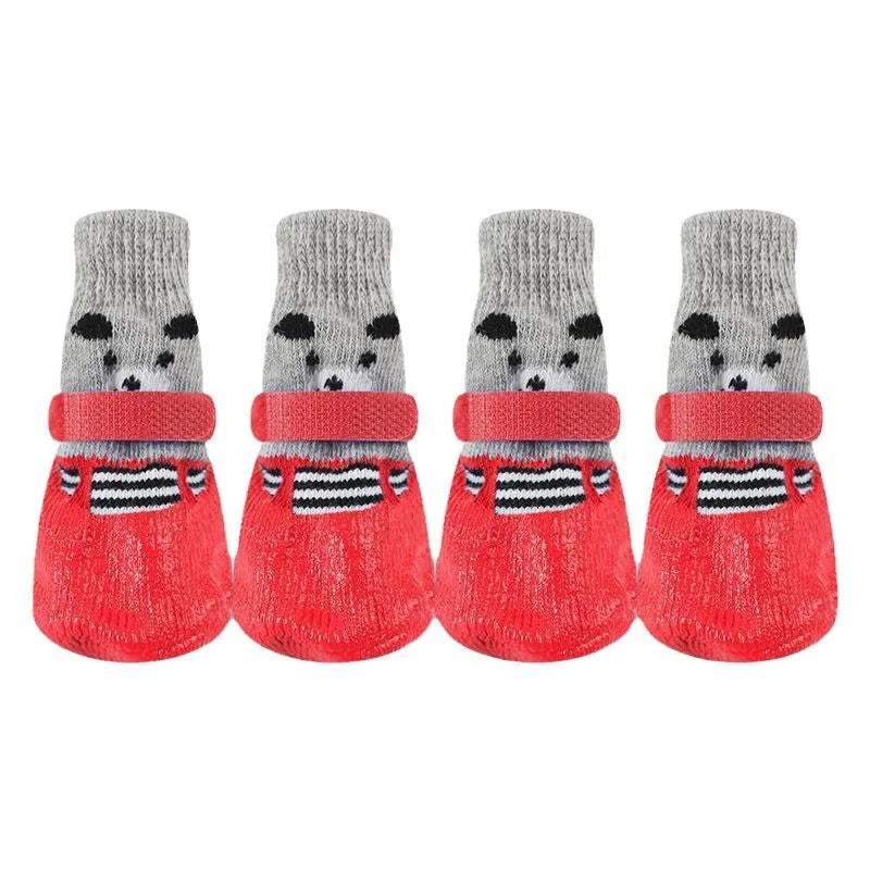 Winter Warm Pet Dog Shoes for Small Medium Dogs Rubber Cotton Socks Anti-Slip Pets Snow Boots Dog Accessories