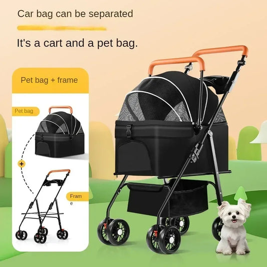 Pet Stroller Dog Cat Large and Small Dog Out Pet Cart Outdoor Travel Lightweight Foldable