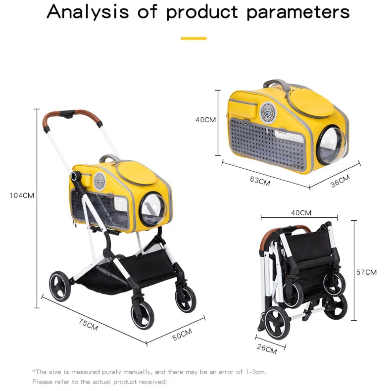 Pet Twin Double Stroller Cat Dog Foldable 4-Wheel Travel Carrier Dog Double Stroller Pet Carriers