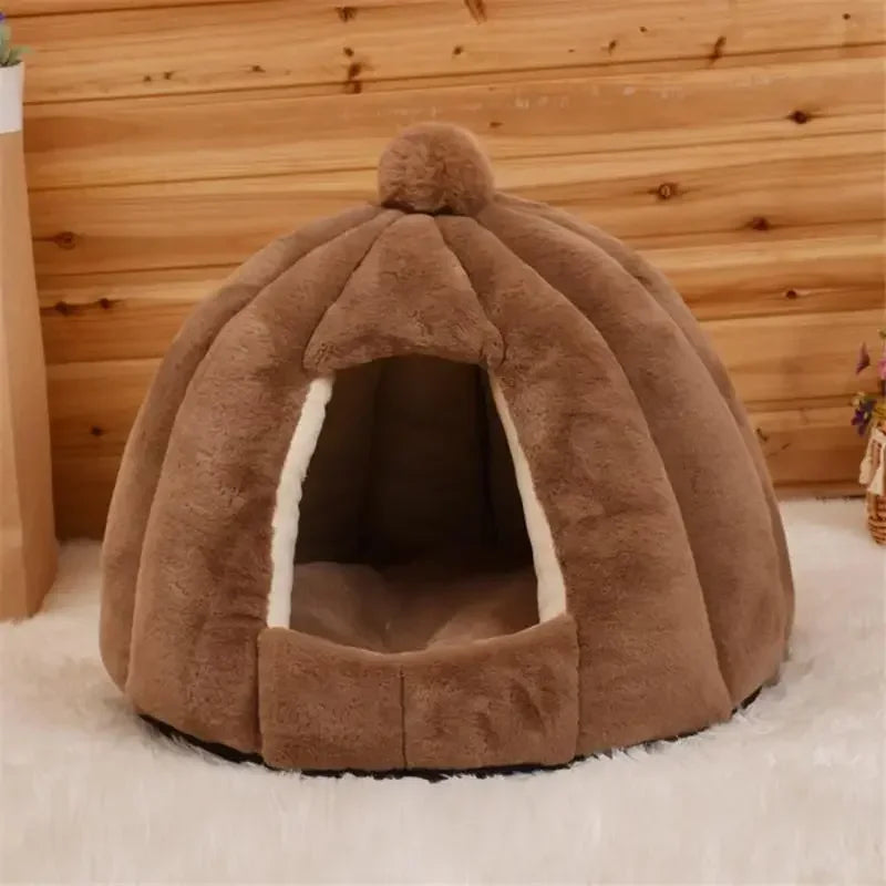 Winter Warm Semi-closed Cat House Removeable Kennel Nest Pet Basket Soft Comfortable Kitten Sleeping Pet Nest Cat and Dog Home