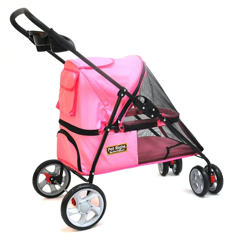 2024 New Pet Out Trolley Large Dog Trolley Foldable Four-wheel Reversible Cat and Dog Large Trolley