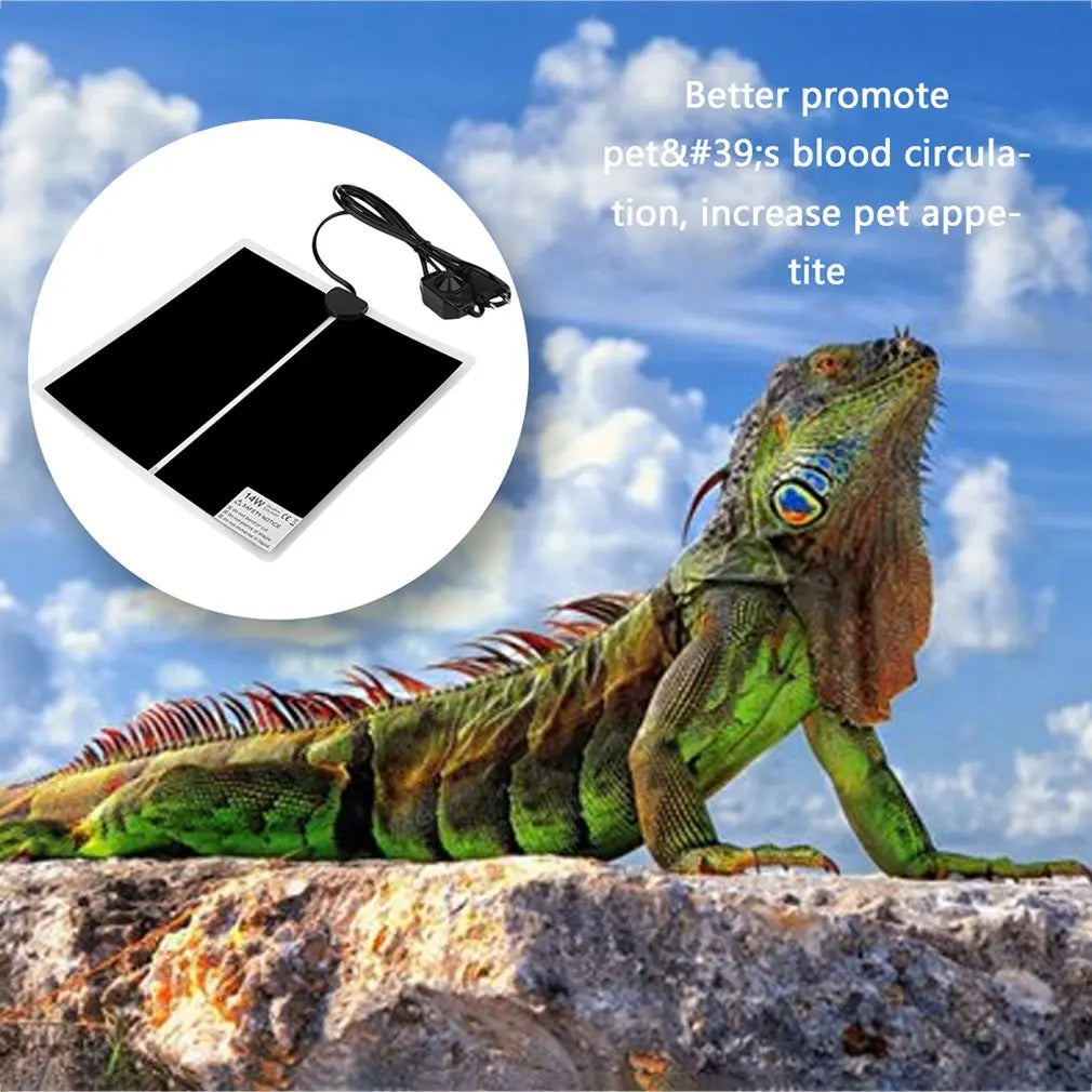 Adjustable Pet Reptile Heating Heater: 14W Far Infrared Rays Radiant Heat Warmer Bed Mat Pad - Fast Delivery, Perfect for Amphibians with Adjustable Temperature!