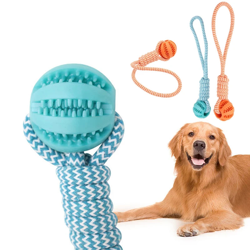 Pet Rubber Leaking Balls Toy  for Small Large Dogs Treat Balls with Rope Puppy Chewing Bite Resistant Toys Dog Accessories