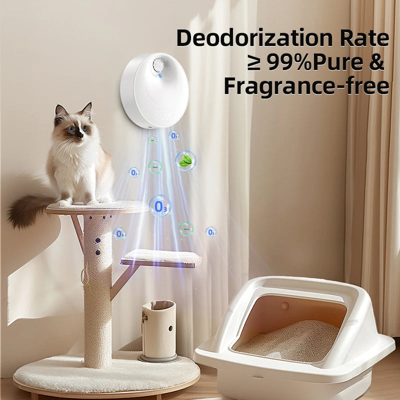 ROJECO 4000mAh Smart Cat Odor Purifier Cat Toilet Deodoriser For Cat Litter Box Automatic Pet Toilet Deodorant Purifier Supplies