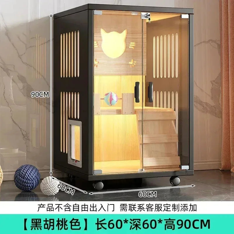 Solid Wood Cats Cage Villa Super Large Free Space Kitten House Indoor Cat Supplies Pet Nest Home Luxury Cat Cabinet Cage