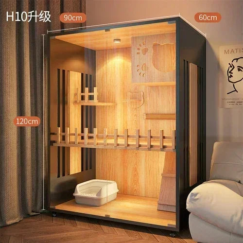 Solid Wood Cat Cage Home Indoor Super Large Free Space Catteryt Nest Cat House  Cabinet Double Layer Three Layer  Villa