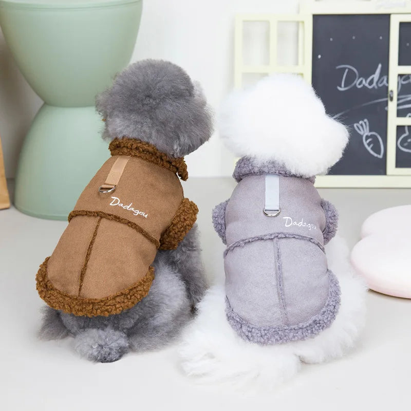 Pet Warm Dog Coat Winter Dog Jacket Solid Fleece Dog Clothes Thickened Plush Dog Vest Chihuahua Bichon Dachshund Cat Dog Apparel