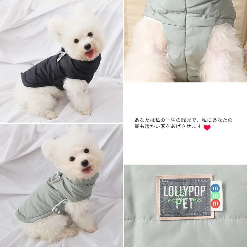 Puppy Winter Outdoor Warm Dog Coat Vest Casual High Collar Button Pet Jacket Dog Clothes For Small Dogs Designer Dog Clothes