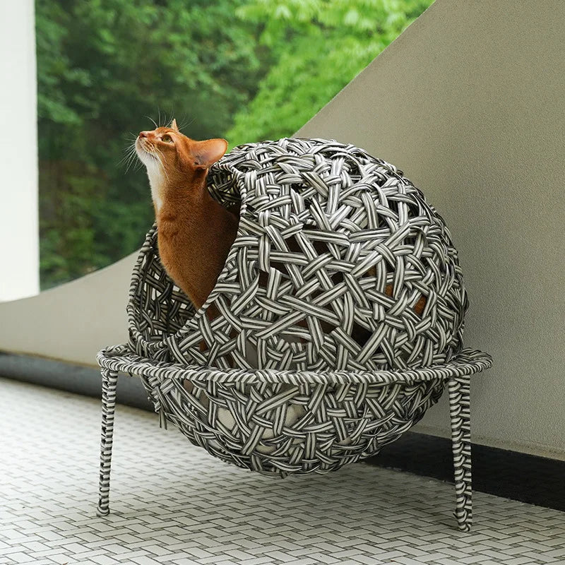 Rattan Weave Cat House Hammock Cat Hanging Basket Spherical Cat Dog Bed Basket Home Design Pet Cat Accessories