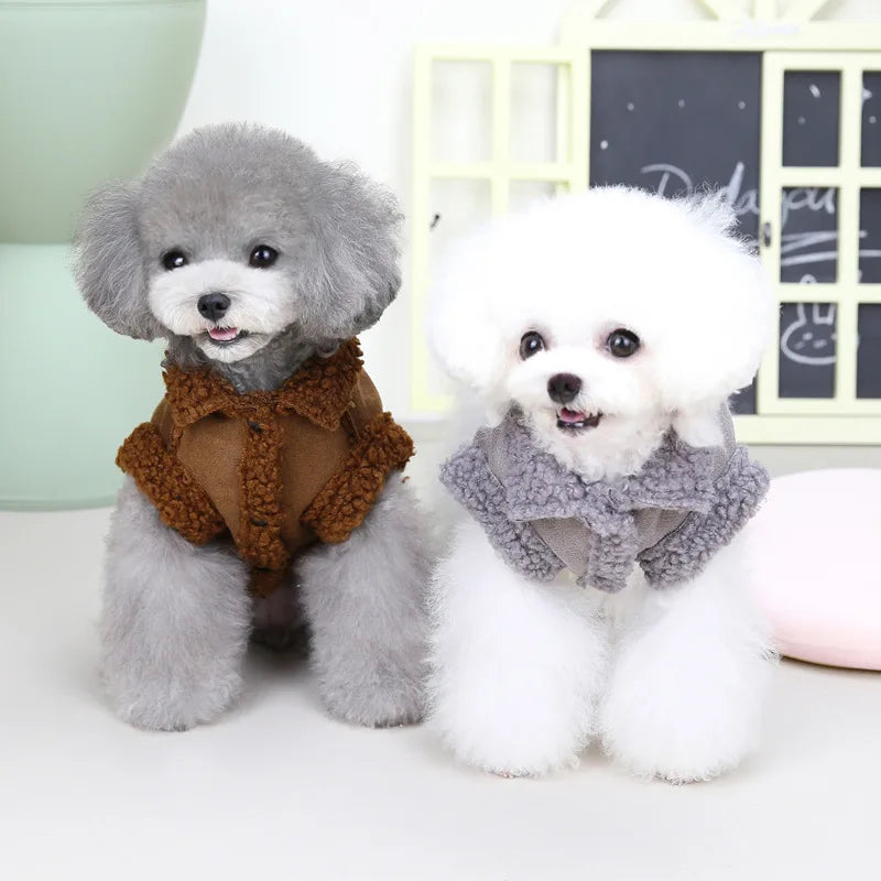 Pet Warm Dog Coat Winter Dog Jacket Solid Fleece Dog Clothes Thickened Plush Dog Vest Chihuahua Bichon Dachshund Cat Dog Apparel