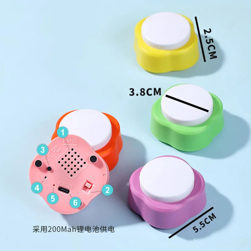 Rechargeable Mini Pet Communication Small Recording Button Cats Dogs Eating Speaking Voice Speaker Buttons Talk Training Ringing