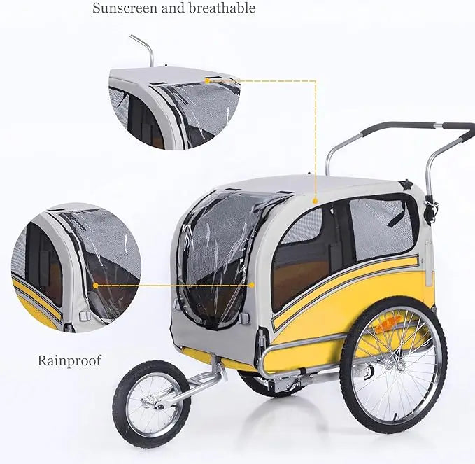 Pet Strollers, Dog Cart for Large, Bicycle Trailer with Jogger and Stroller, Quick Set-up and Fold Down with Pet Strollers