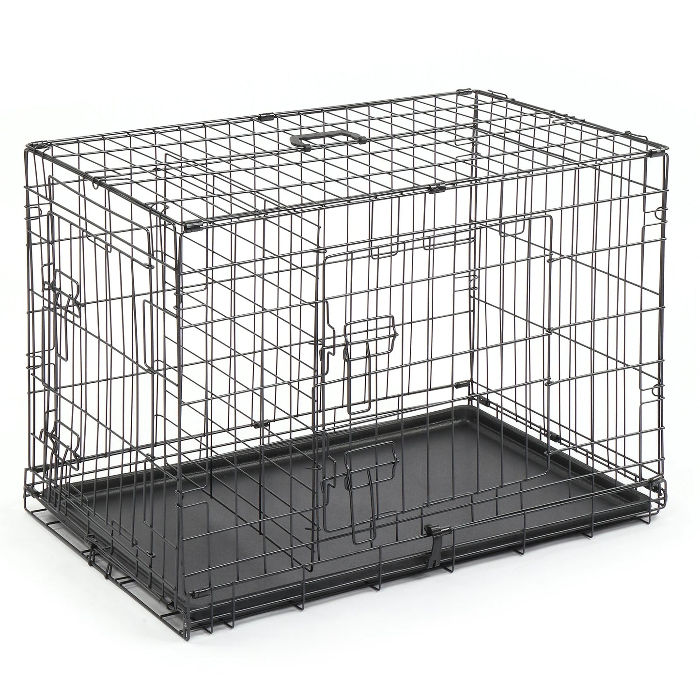 30 inch iron foldable plastic tray with divider, black cat and dog cage