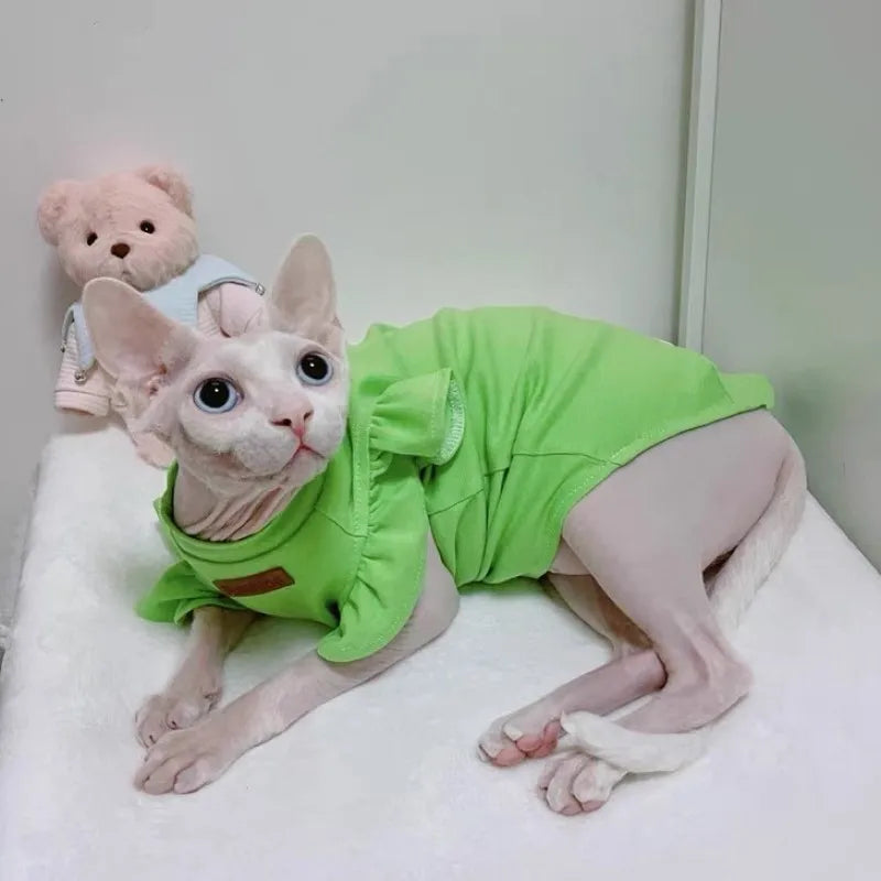 2021 Luxury Sphynx Cat Clothes Summer Dog Fancy Dress For Hairless Cats Clothing Small French Bulldog Puppy Costume Kittens Vest