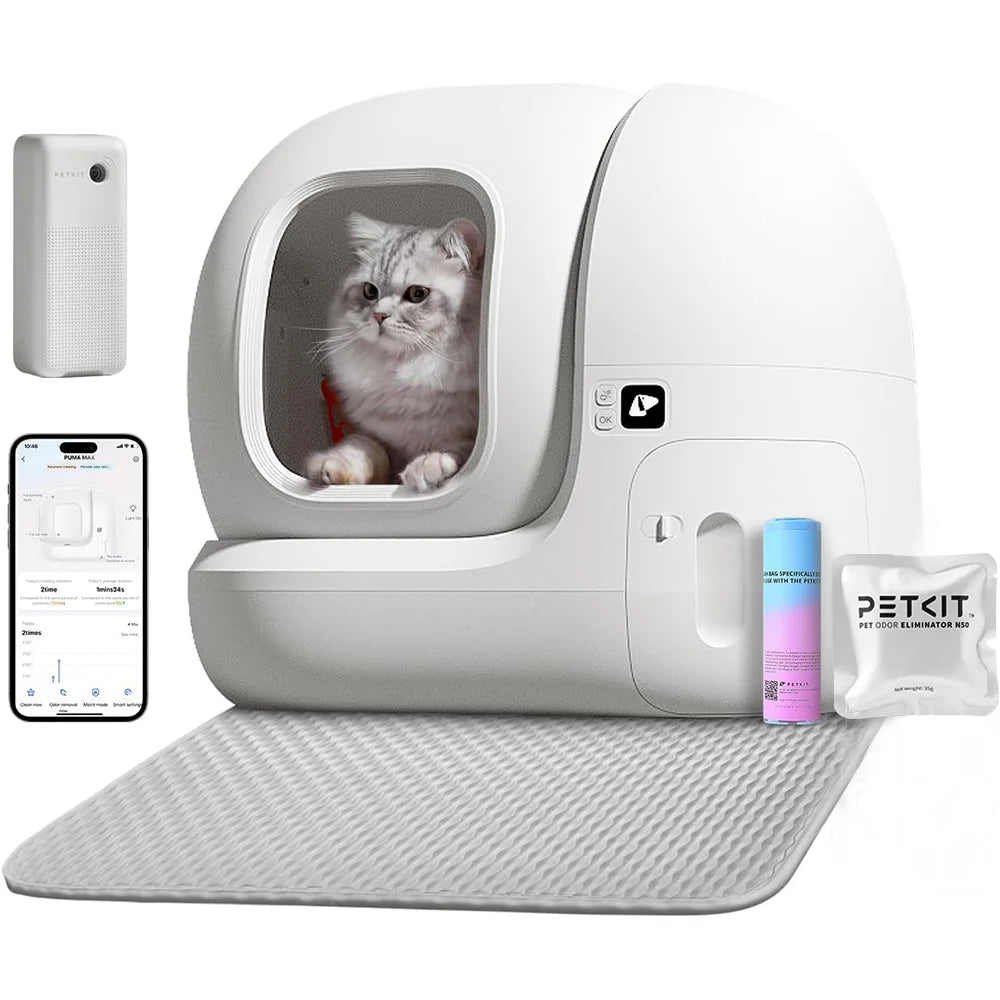 PETKIT PURA MAX-2 Automatic Smart Cat Litter Box Self Cleaning 75L Pet Cat Toilet Odor Removal App Remote Control Global Version