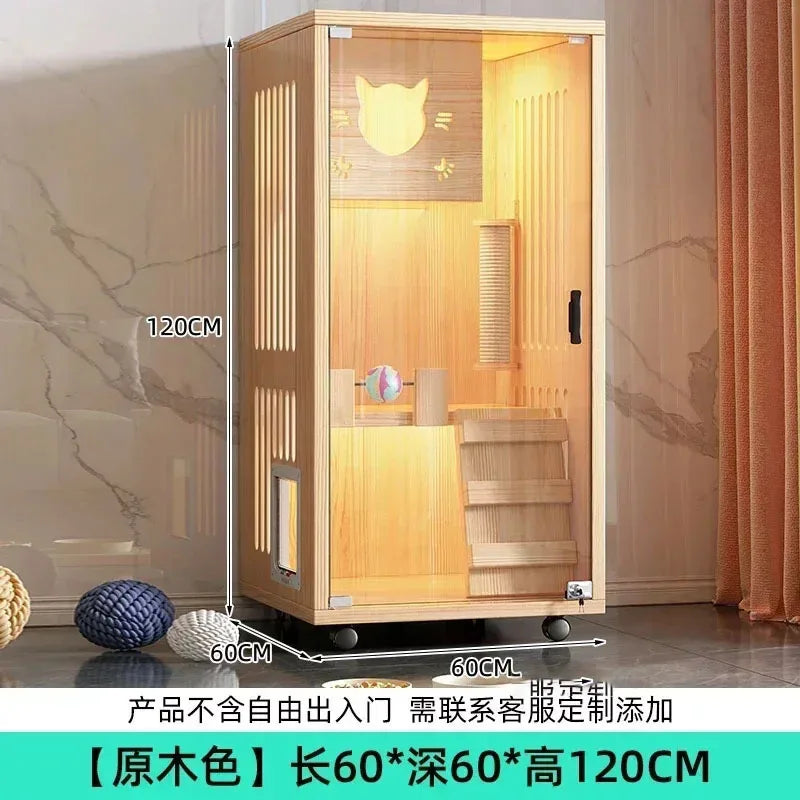 Solid Wood Cats Cage Villa Super Large Free Space Kitten House Indoor Cat Supplies Pet Nest Home Luxury Cat Cabinet Cage