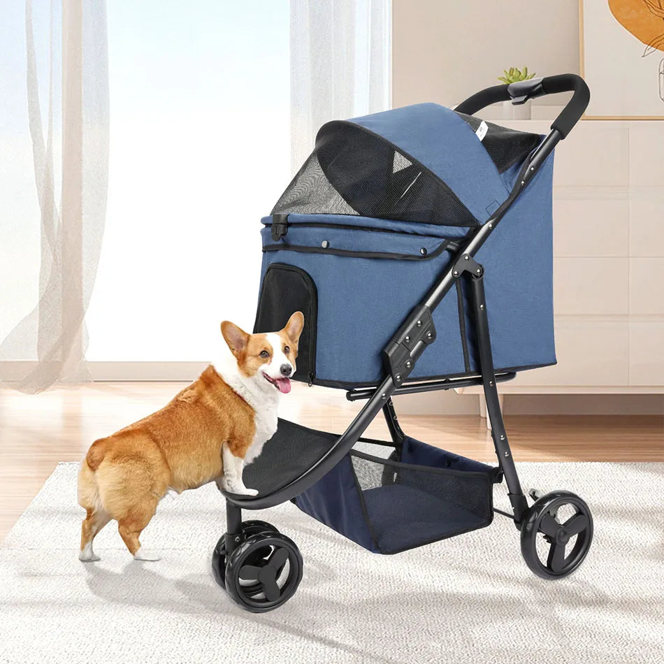 Pet Stroller Bag Travel Car Foldable 300lbs Foldable Collapsible Stroller for Dogs Cat ,3 Wheels Dog Puppy Stroller,Trolley