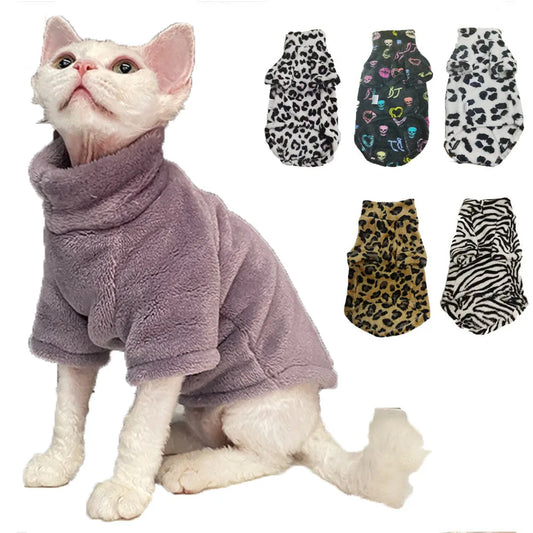 2024 New Hairless Cat Sweater Winter Fashion Thickening Warm Sphynx Clothes Home Comfortable Winter Dog Clothes for Small Dogs