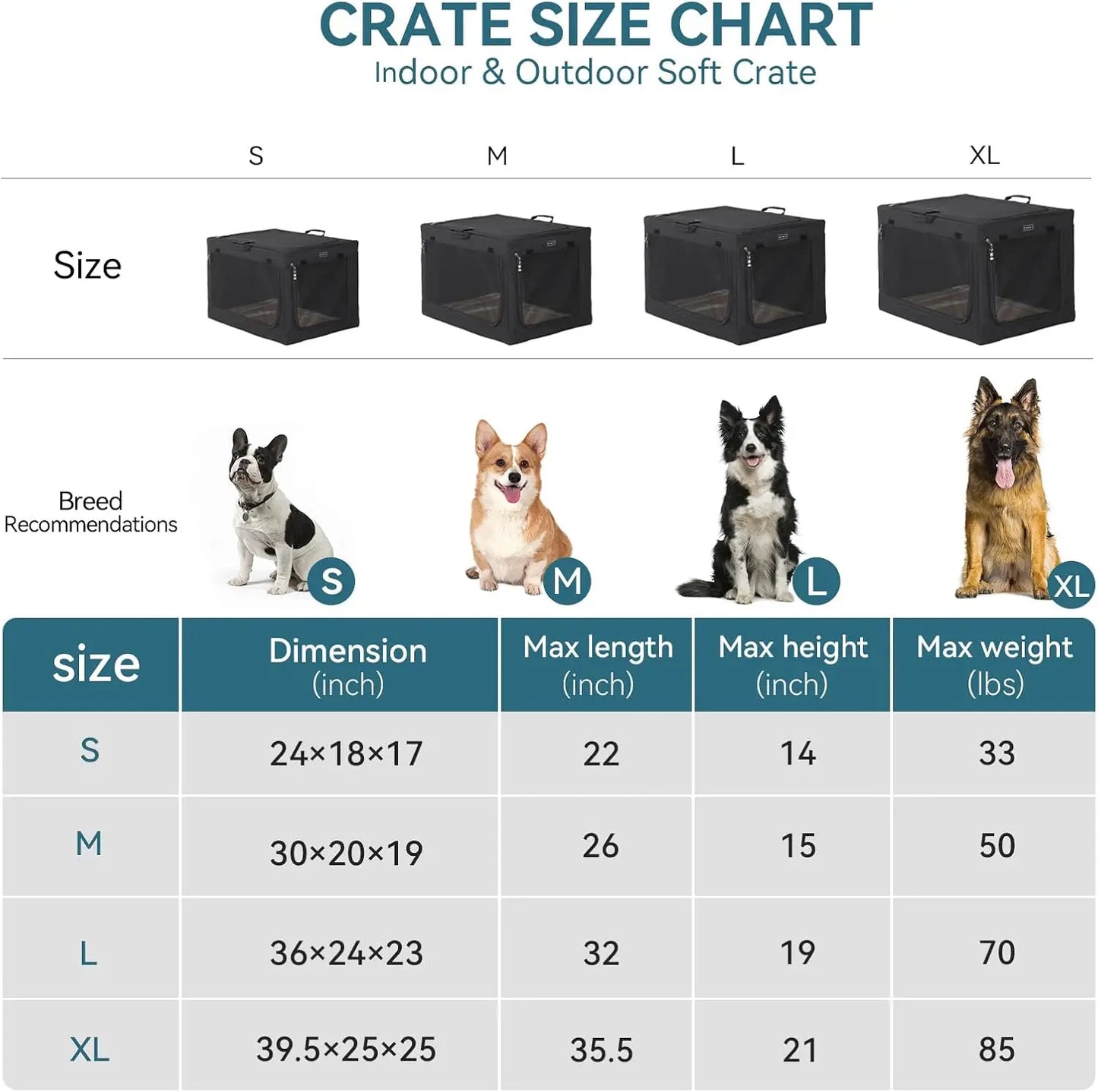 Petsfit 39.5 Inch Travel Dog Crate, Adjustable Design Soft Kennel with Chew Proof Mesh Windows & Thicken Mat, Ideal for Indoor