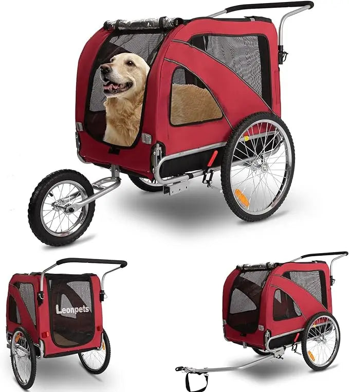 Pet Strollers, Dog Cart for Large, Bicycle Trailer with Jogger and Stroller, Quick Set-up and Fold Down with Pet Strollers