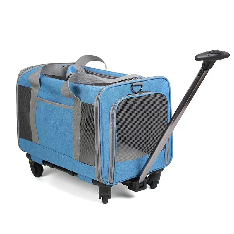 2024 Hot Sell Airline Approved Best Large on Wheels Stroller Trolley Pet Rolling Pet Bag Dog Cat Carrier With Wheels Custom Logo