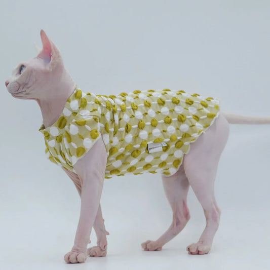 Pure Cotton Hairless Cat Clothes, Bubble Sleeve, Sphynx, Devon, Cornish Rex Cats, Summer