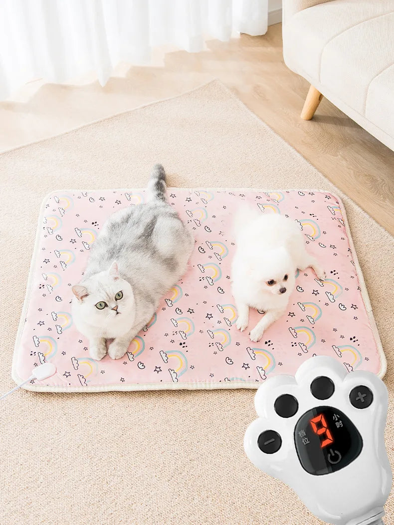 Animal Bed Heater Mat - 3 Gear Winter Warmer for Cats & Dogs! Pet Plush Electric Blanket & Heated Seat for Cold Seasons