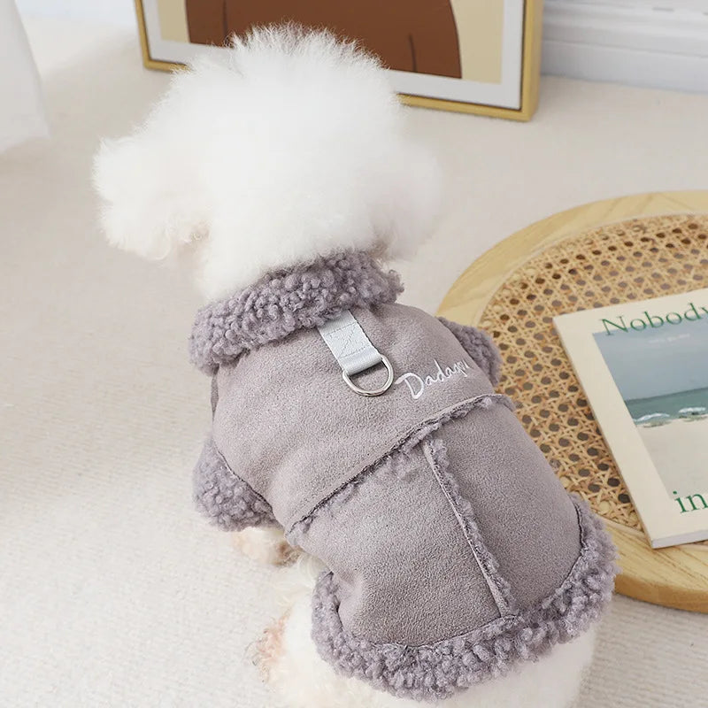 Pet Warm Dog Coat Winter Dog Jacket Solid Fleece Dog Clothes Thickened Plush Dog Vest Chihuahua Bichon Dachshund Cat Dog Apparel