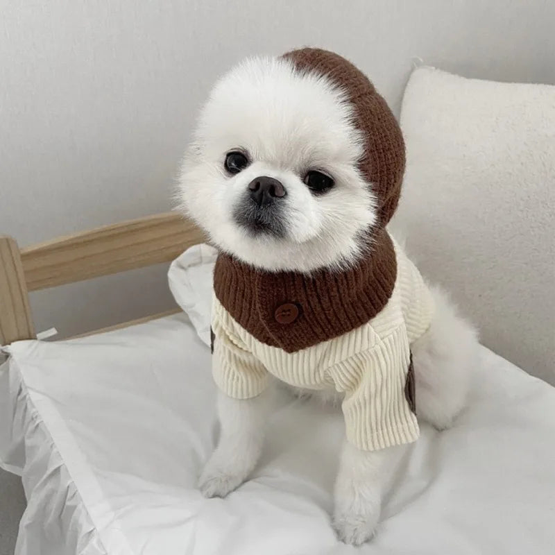 Puppy Cute Ins Pet Warm Dog Hats Pullover Beanie Winter Cat Dog Decorative Sweater Christmas Clothes French Bulldog Accessories