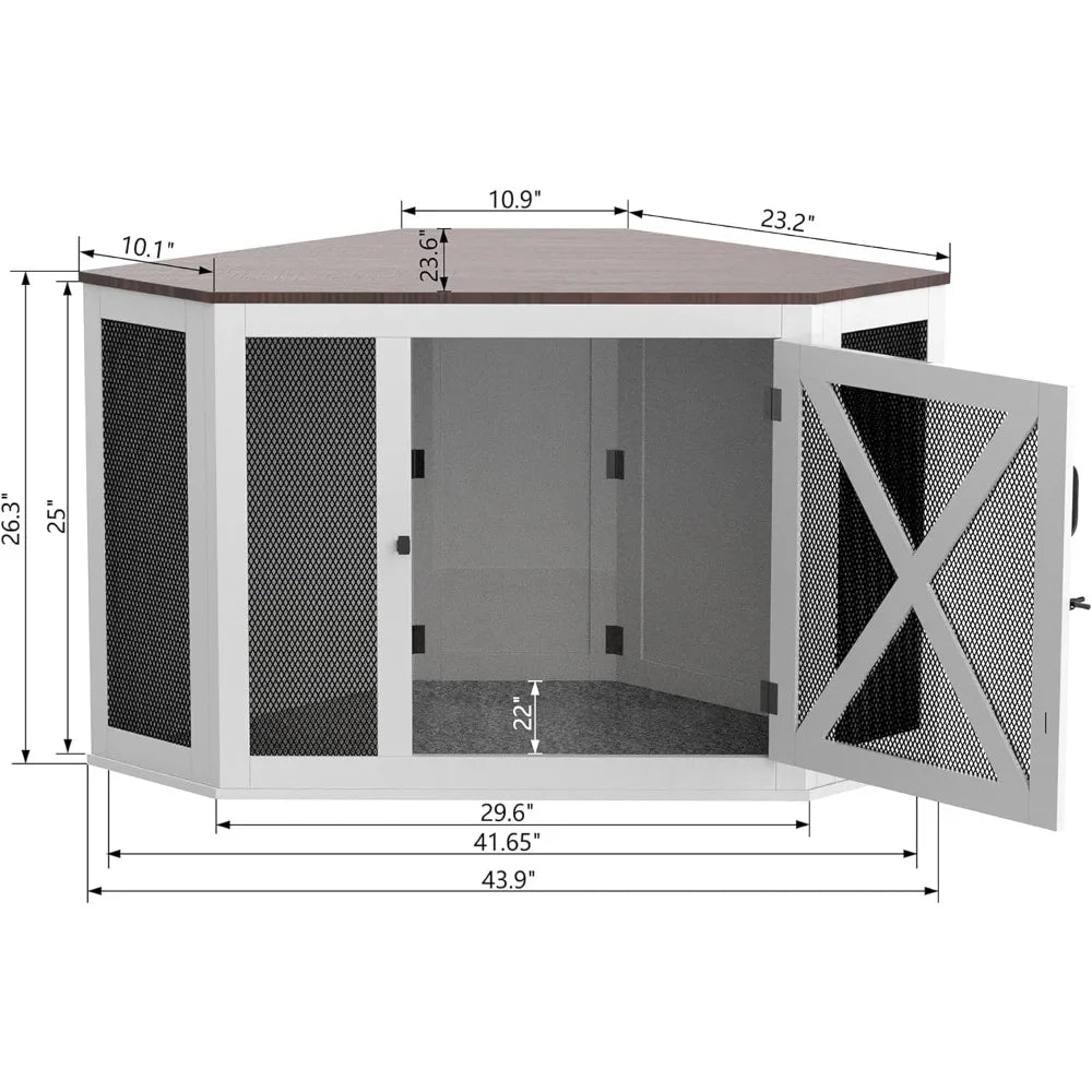 Woodens Kennels, Wooden Dog Kennel End Table with Mesh, Cage/House for Small Medium Large Dog,Indoor Wooden Kennels