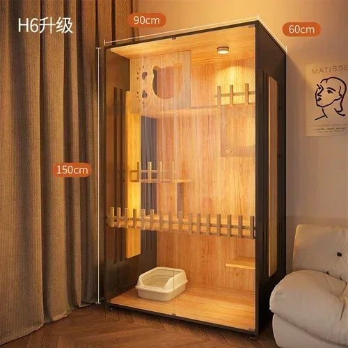 Solid Wood Cat Cage Home Indoor Super Large Free Space Catteryt Nest Cat House  Cabinet Double Layer Three Layer  Villa