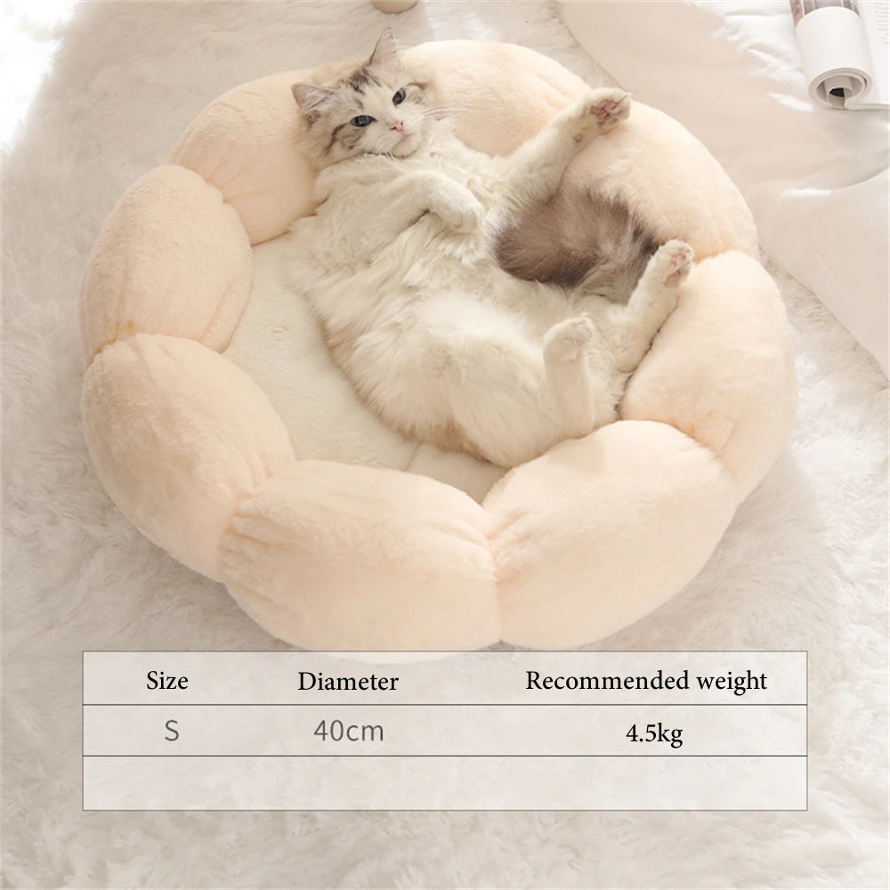 Round Long Plush Pet Beds Pets Sleeping Cave Cat Sleep Nest Sofa Pets Bed Warmth Lounger Cushion Cat House Indoor Cat Products